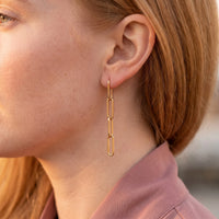 Thumbnail for Ketting oorbellen — close-up van de details, goud | SKU: lespendantes