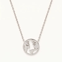 Thumbnail for Wereldbol ketting — productfoto op witte achtergrond, zilver | SKU: 22173453-white-gold