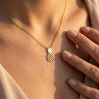Thumbnail for Ananas ketting — close-up van de details, goud | SKU: 8050907-gold