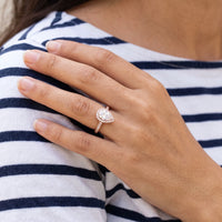 Thumbnail for Halo ring — close-up van de details, rosé goud | SKU: 505162-4.5-rose-gold