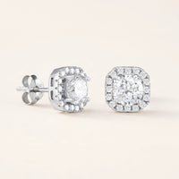 Thumbnail for Vierkante oorbellen — productfoto op witte achtergrond, zilver | SKU: 505263