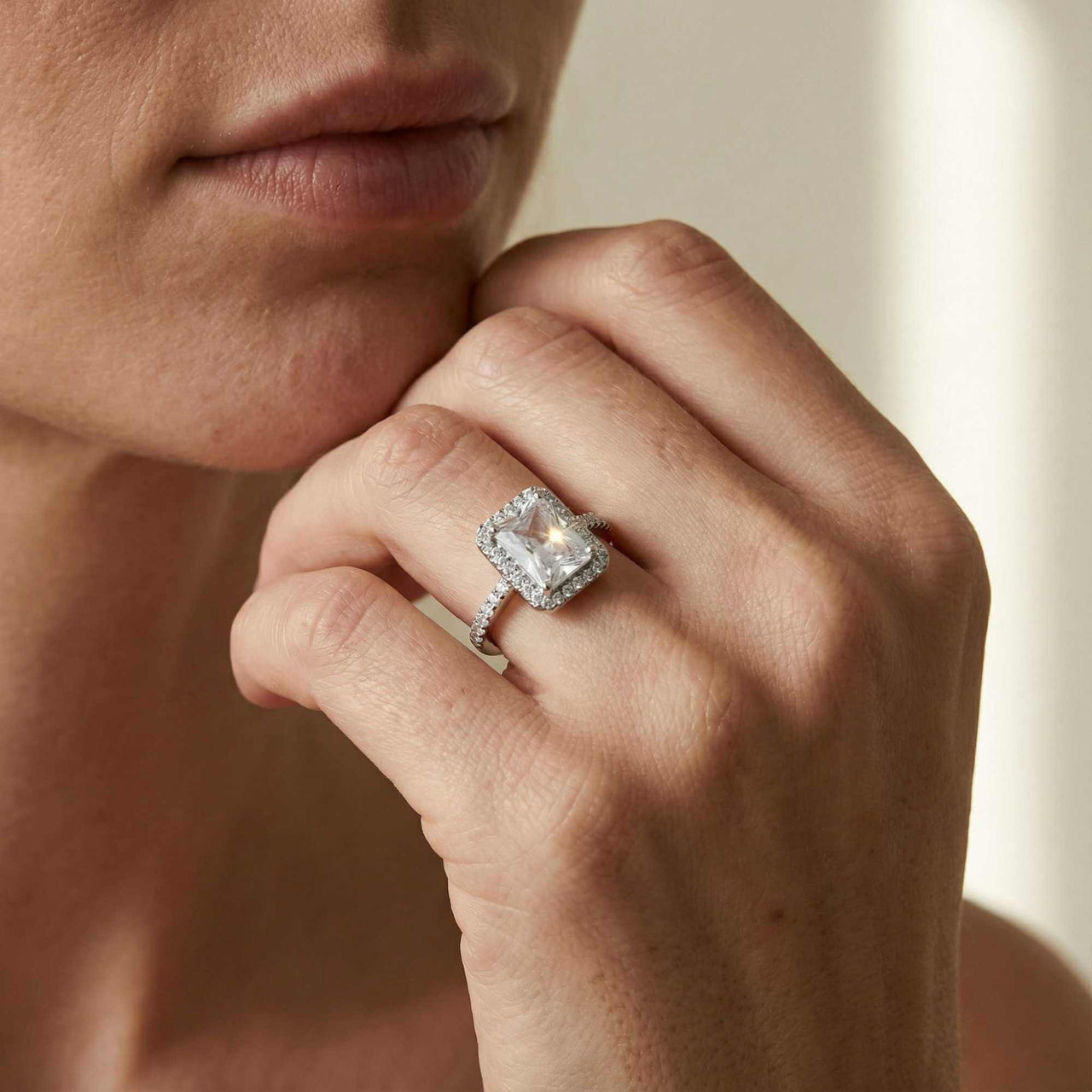 Rechthoekige ring in zilver