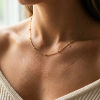 Thumbnail for Julia Beaded Chain Necklace by Brother & Sisters features a delicate gold chain with tiny beads.