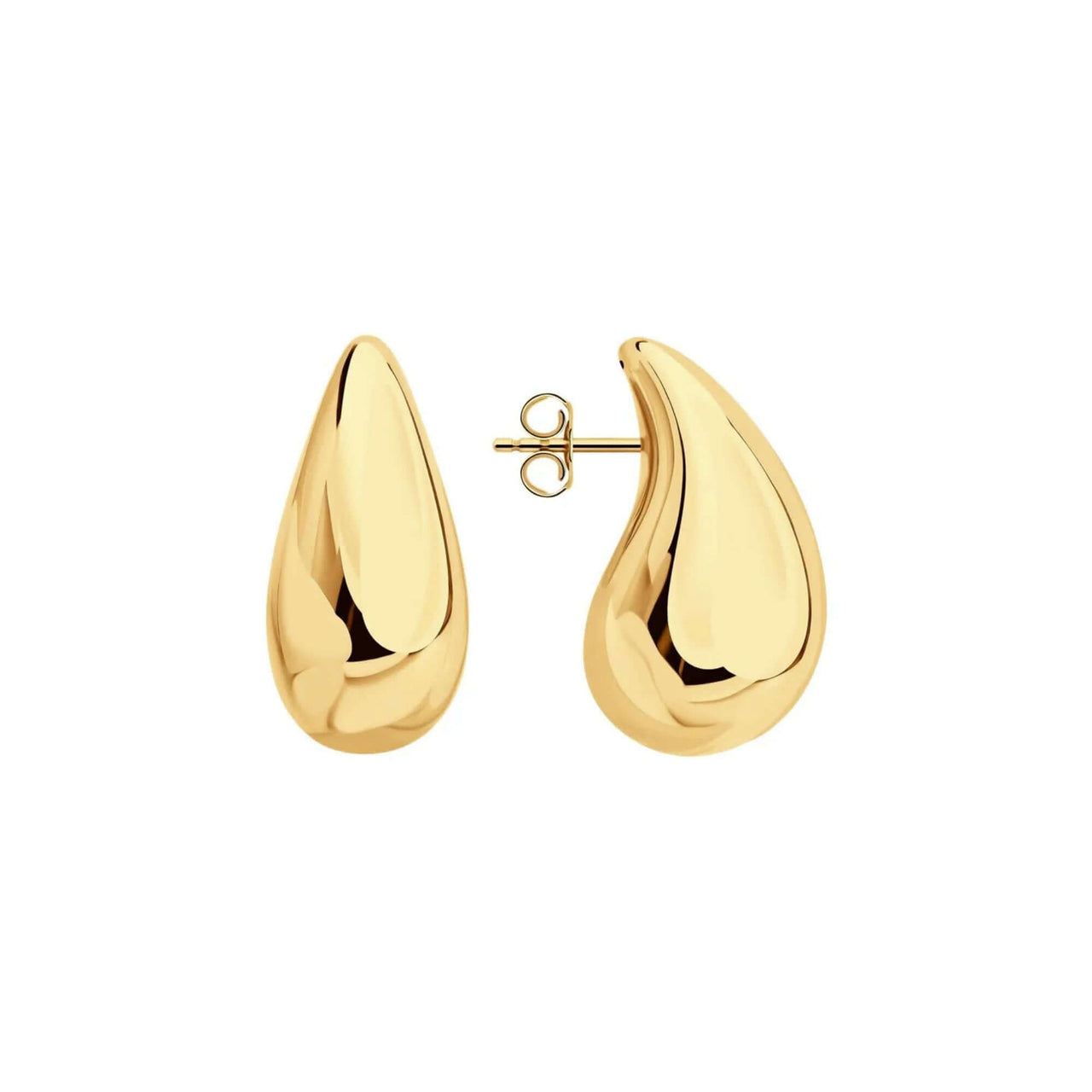 Lumi Drop Studs in polished gold, sculptural teardrop design by Brother & Sisters, modern statement earrings for women.