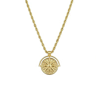 Thumbnail for Golden Sun Necklace by Brother & Sisters, featuring a textured sun medallion pendant on a rope chain.