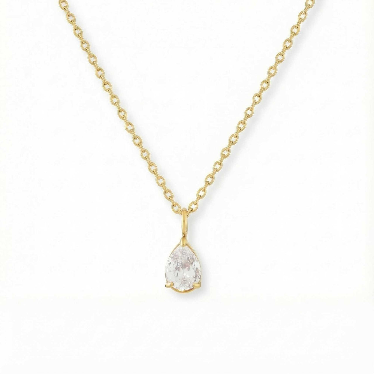 Astra Teardrop Necklace featuring a luminous teardrop-cut stone on a delicate chain by Brother & Sisters.