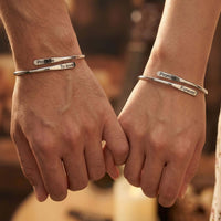 Thumbnail for Wrap Couple Bracelet by Brother & Sisters featuring personalized engravings 'To love' and 'Forever' on elegant cuffs.