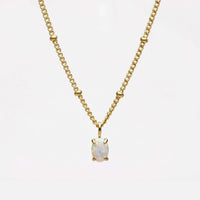 Thumbnail for Opal Pendant Necklace by Brother & Sisters featuring AAA-grade opal in gold prongs on a delicate bead chain.