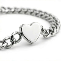 Thumbnail for Love Couple Bracelet featuring a polished heart on a Cuban link chain by Brother & Sisters.