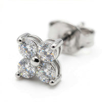 Thumbnail for Crystal Flower Stud Earrings with four brilliant-cut zirconia stones by Brother & Sisters, adding subtle sparkle.