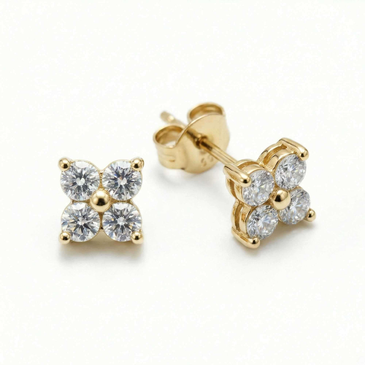 Crystal Flower Stud Earrings featuring four brilliant-cut zirconia stones by Brother & Sisters.