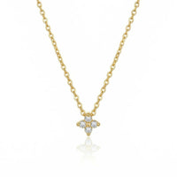 Thumbnail for Crystal Flower dainty necklace gold packshot — refined four-leaf zircon flower pendant with brilliant-cut crystals on cable chain