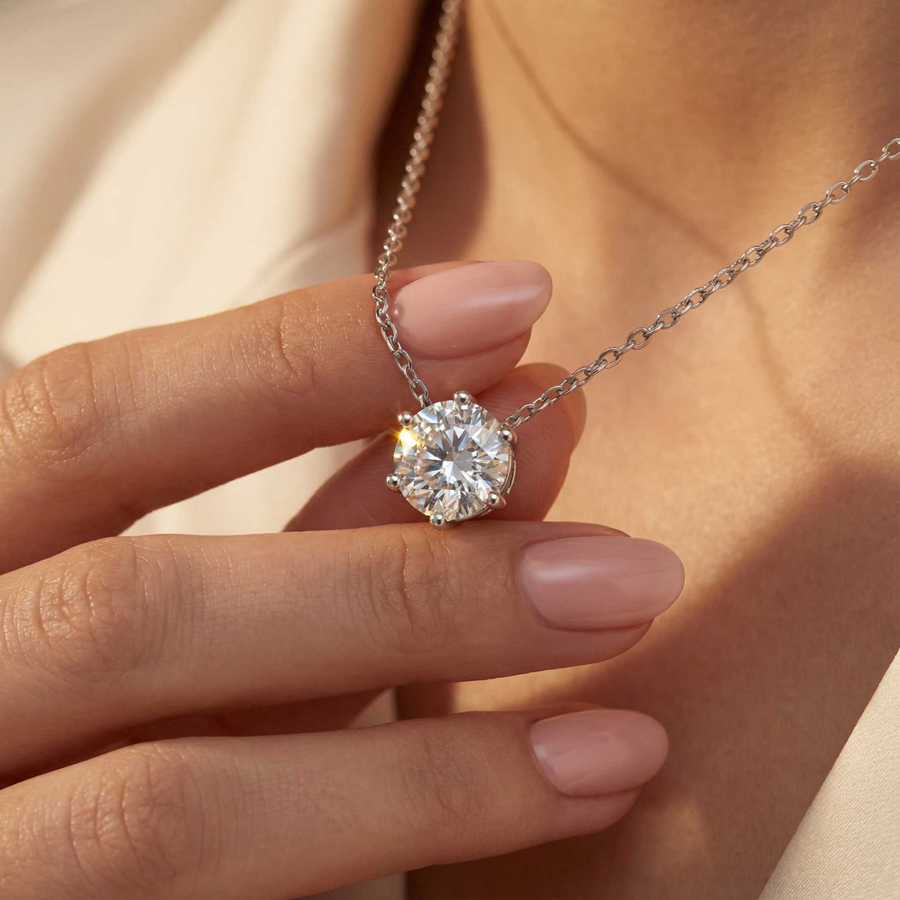 Solitairketting met Moissanite