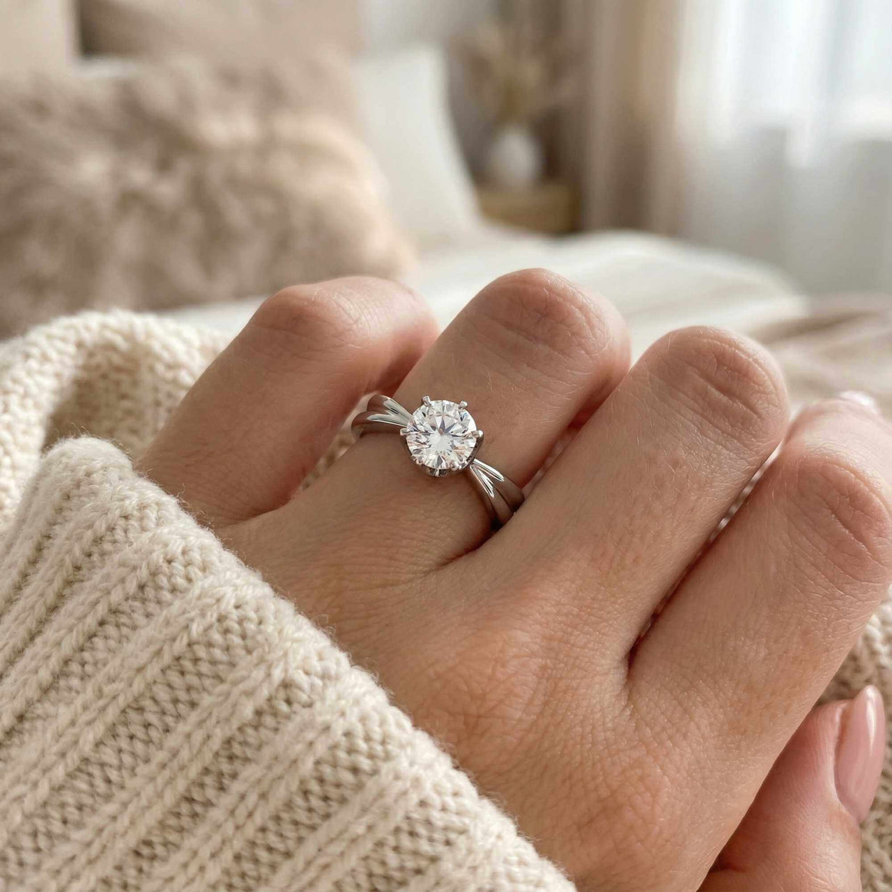 Solitaire ring met kristal