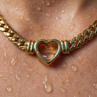 Thumbnail for Vali Heart Choker Necklace featuring a chunky Cuban chain and open heart design by Brother & Sisters.