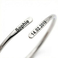 Thumbnail for Wrap Couple Bracelet featuring custom engravings, his name and anniversary date, by Brother & Sisters.