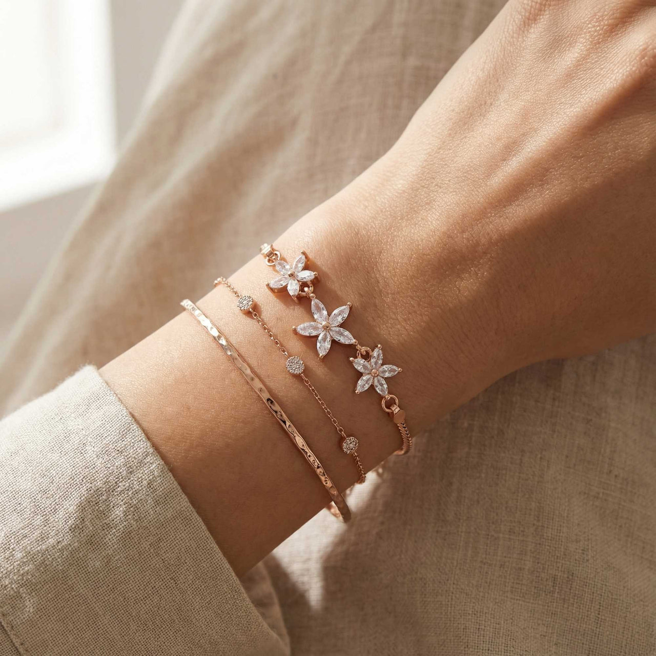 Armband met Kristallen Bloemen