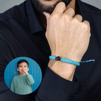 Thumbnail for Man Blue Photo Bracelet worn on a man's wrist, featuring a personalized photo of a child by Brother & Sisters.