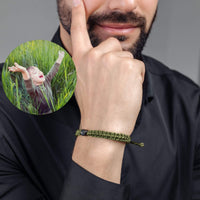 Thumbnail for Man Olive Photo Bracelet worn by a man, featuring a personalized photo pendant by Brother & Sisters.