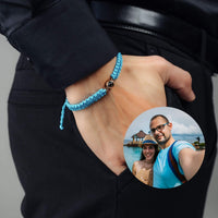 Thumbnail for Man Blue Photo Bracelet worn on wrist, featuring a photo pendant, by Brother & Sisters, celebrating cherished memories.