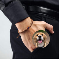 Thumbnail for Man Brown Photo Bracelet featuring a photo of a happy Beagle dog, designed by Brother & Sisters.