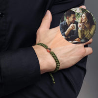 Thumbnail for Man Olive Photo Bracelet worn on wrist, featuring a photo pendant, by Brother & Sisters.