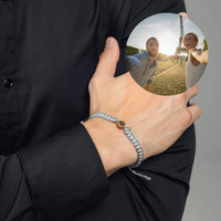 Thumbnail for Man Grey Photo Bracelet featuring custom photo, designed by Brother & Sisters, perfect men’s personalized jewelry gift.
