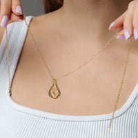 Thumbnail for Birth Flower Name Necklace by Brother & Sisters featuring a personalized gold pendant with birth flower design.
