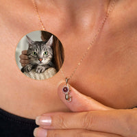 Thumbnail for Animal Photo Necklace featuring a cat pendant by Brother & Sisters, personalized jewelry for pet lovers.