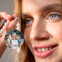 Thumbnail for Beaded Photo Bracelet showcasing a custom photo charm and pearl chain by Brother & Sisters.