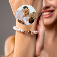 Thumbnail for Beaded Photo Bracelet featuring a custom photo charm and pearl chain by Brother & Sisters.