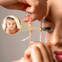 Thumbnail for Pink Photo Bracelet showcasing a personalized photo pendant held by a woman, celebrating cherished memories.