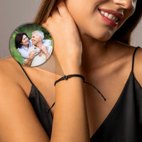 Thumbnail for Black Photo Bracelet featuring personalized photo pendant, designed by Brother & Sisters, showcasing cherished memories.