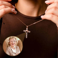 Thumbnail for Cross Photo Necklace featuring a customizable photo projection, perfect gift by Brother & Sisters.