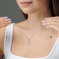 Thumbnail for Birth Flower Name Necklace displayed on a model, showcasing its unique design by Brother & Sisters.