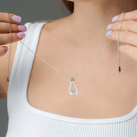 Thumbnail for Birth Flower Name Necklace by Brother & Sisters on model, showcasing personalized birth flower design.