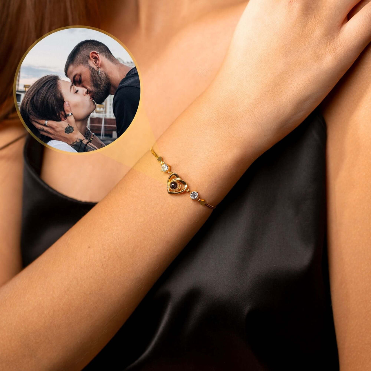 Diamond Photo Bracelet featuring a personalized photo pendant by Brother & Sisters, perfect for capturing memories.