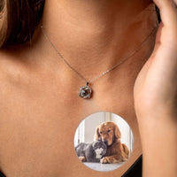 Thumbnail for Double Heart Photo Necklace showcasing a dual-heart design and a lovely photo projection feature by Brother & Sisters.