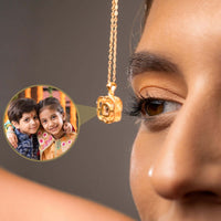 Thumbnail for Double Heart Photo Necklace showcasing a personalized photo projection, highlighting the love and memories it captures.