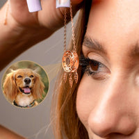 Thumbnail for Dream Catcher Photo Necklace by Brother & Sisters, featuring a photo projection of a happy dog.