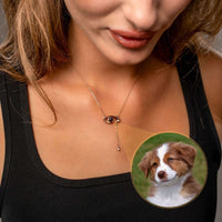 Thumbnail for Eye Photo Necklace featuring customizable photo projection and eye-shaped pendant by Brother & Sisters.