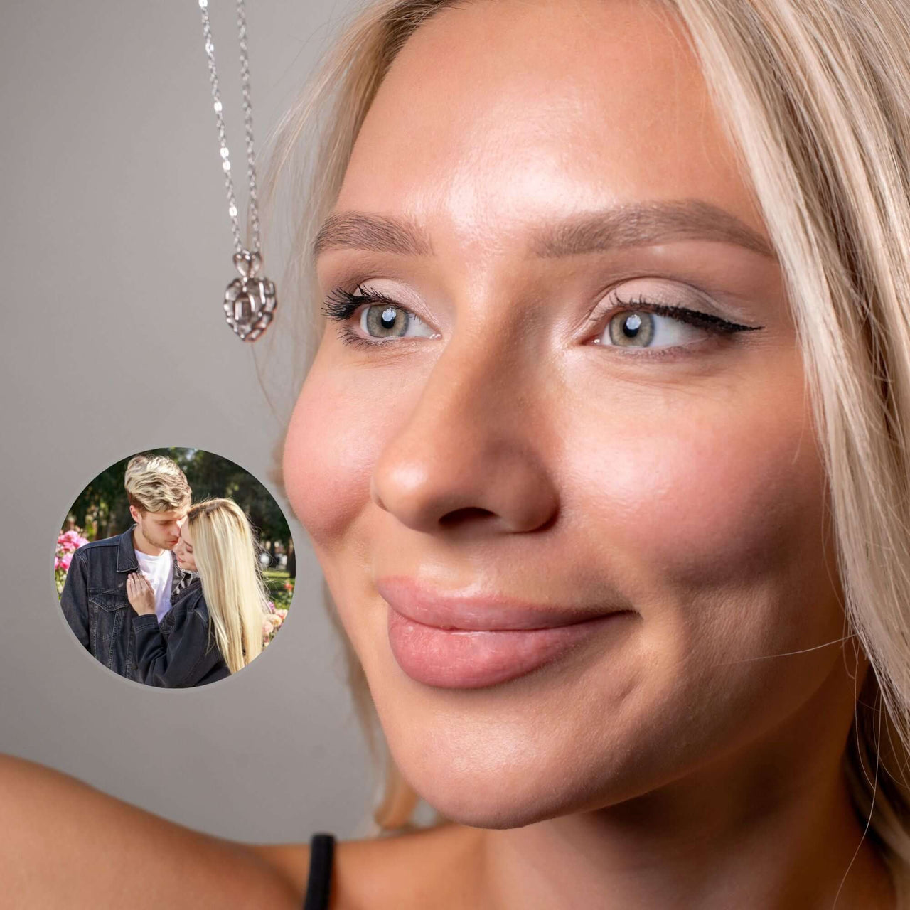 Feminine Photo Necklace showcasing a personalized photo and elegant design by Brother & Sisters.