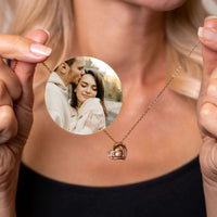 Thumbnail for Girlfriend Photo Necklace showcasing a personalized photo pendant held by a woman, perfect for cherished memories.