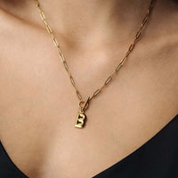 Thumbnail for Chain Initial Necklace by Brother & Sisters featuring a gold letter 'B' pendant on a delicate chain.