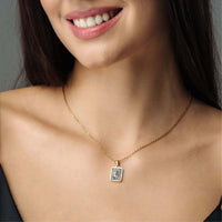 Thumbnail for Happiness Initial Necklace shown on a model, featuring a gold pendant with the letter L, by Brother & Sisters.