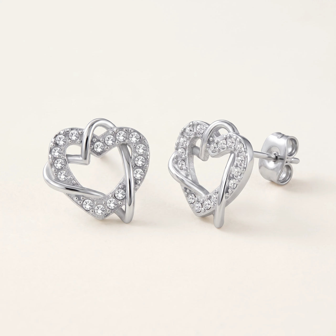 Hartjes oorbellen zilver — productfoto op witte achtergrond, zilver | SKU: 4478648-platinum-plated-clear