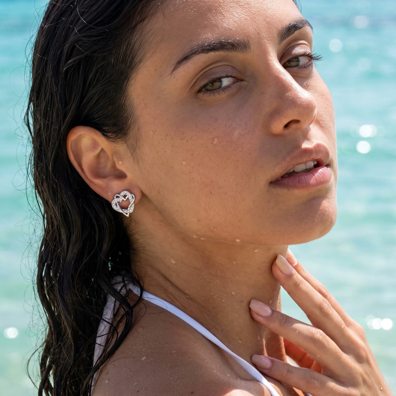 Oorknopjes zilver — gedragen in het water, waterproof, zilver | SKU: 4478648-platinum-plated-clear