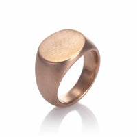 Thumbnail for Oval Ring side view — gold 15mm wide titanium steel band, scratch-resistant lifetime mens ring