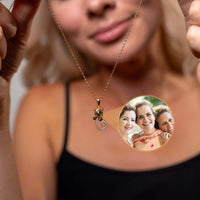 Thumbnail for Kitten Photo Necklace worn by a woman, featuring a picture locket that personalizes cherished memories.