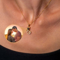 Thumbnail for Kitten Photo Necklace by Brother & Sisters, showcasing a personalized photo charm on a gold chain, perfect for pet lovers.